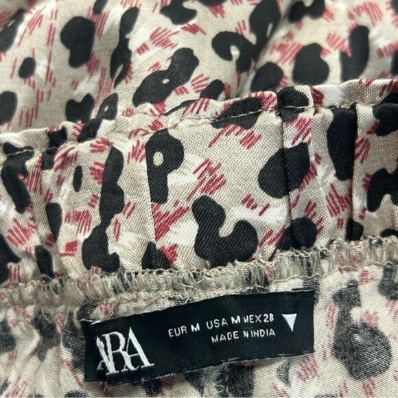 Zara Brown leopard cheetah animal print satin effect jogger pants M NWOT pockets - Picture 5 of 12